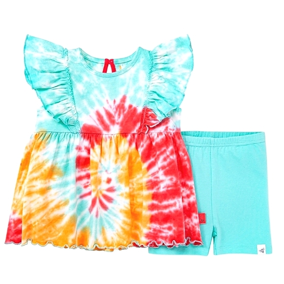 ★NWT★BURT'S BEES BABY★Magenta Maple Summer Swirl Organic Cotton 2 pc Tie-dye Set - Picture 1 of 12